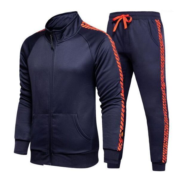 

autumn winter men new gym sports suit tracksuit men 2 pieces sweatshirt+pants sportswear suit fashion jogging sweatshirts sets1, Black;blue