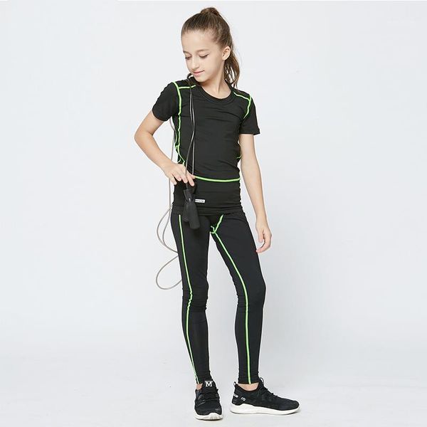 

gym clothing kids running leggings jogging suit children training fitness tights boy girl compression set sport workout clothes tracksuit1, White;black