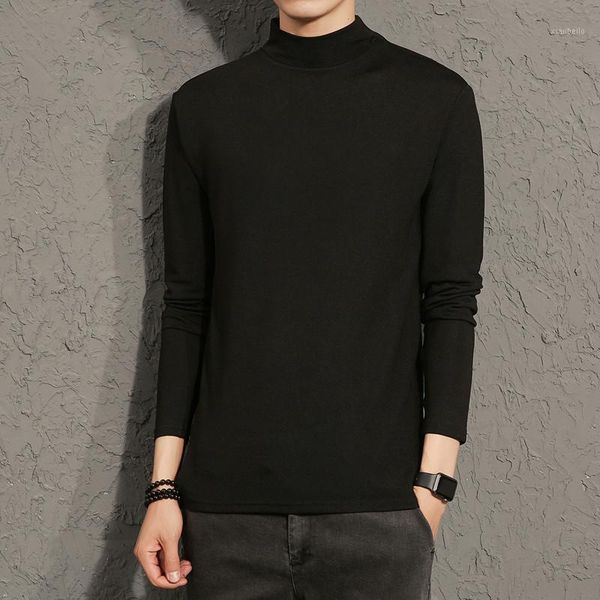 

men turtleneck pullover autumn spring soft warm solid long sleeve clothes knitted casual cotton hombre sweater pull homme1, White;black