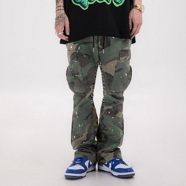 

ewq / men's wear tide camouflage patchwork leopard print pants hip-hop streetwear trend elastic waist trousers 2020 new 9y2340, Black