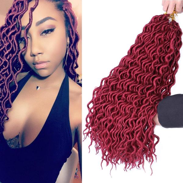 

lans 18" curly soft hair deep synthetic faux locs twist braids goddess crochet braiding hair 70g/pc braid hair extension ls19, Black