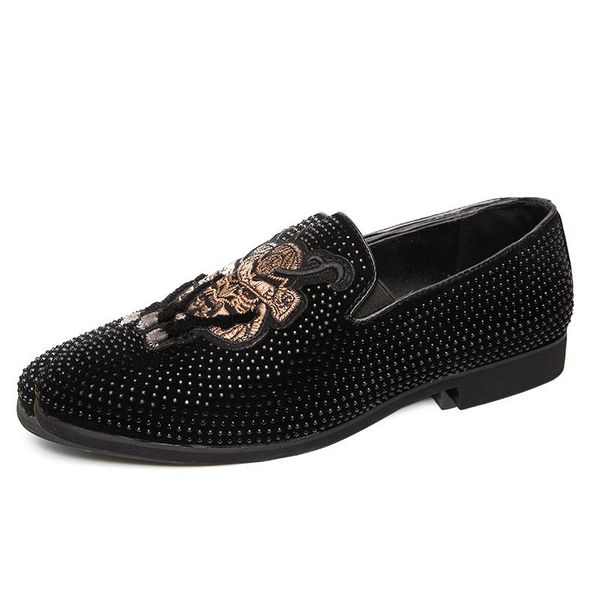 

coiffeur formal shoes men rhinestone mens dress shoes sepatu slip on pria loafers men wedding moda italiana de hombre bona, Black