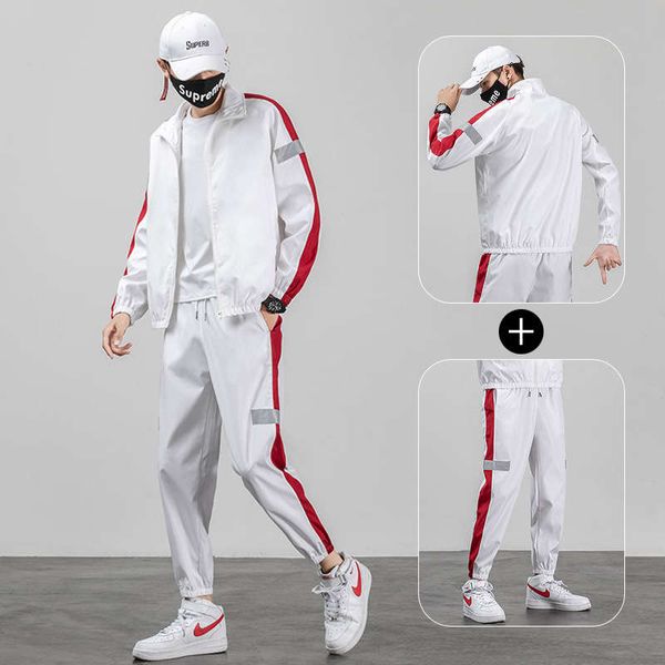 

spring and autumn 2020 new korean casual fashion brand sweater sportswear two piece men's suit, Gray