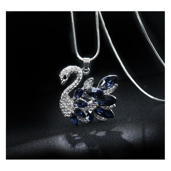 

sweater chain pendants necklaces quality shine jewelry austrian crystal fashion swan star lucky flowers fox dancing g wmteiw luckyhat, Silver