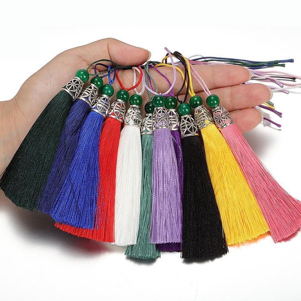 

10pcs 8cm colorful silk tassel with caps decorative tassel pendant earrings charm for diy jewelry making hangling accessories h qylnld