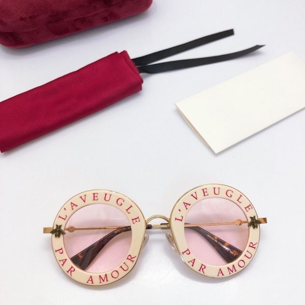 

new 0113s l'aveugle par amour round sunglasses women metal gold black round sunglasses 0113 sun glasses women sunglasses uv protection, White;black