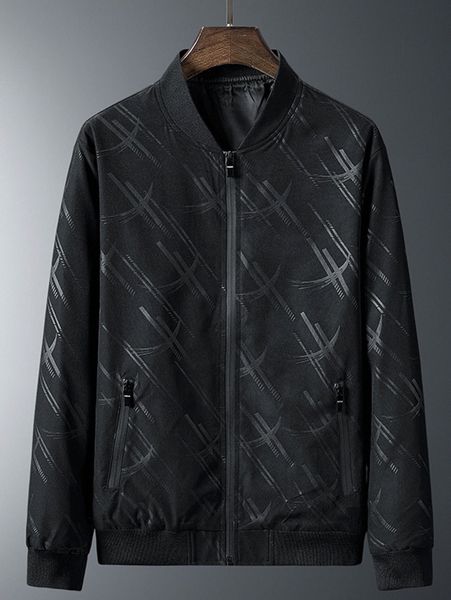 

men graphic print zipper bomber jacket p1wh#, Black;brown