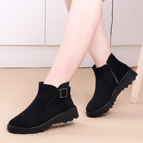 

women's winter footwear plush fur ankle boots for women retro style ladies shoes non-slip for shoes fashion, Black