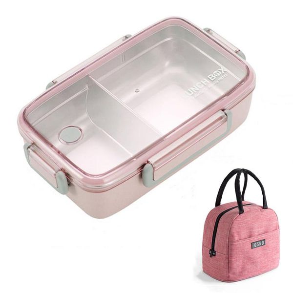 

1100 мл портативный 304 из нержавеющей стали обеда для обеда 2 разделы микроволновая печь bento box school office affice storage container s