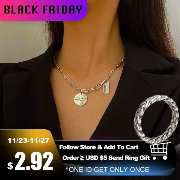 

chains vogallery letter coin neck pendants women punk rock geometric necklace fashion sweater chain jewelry 2021, Silver
