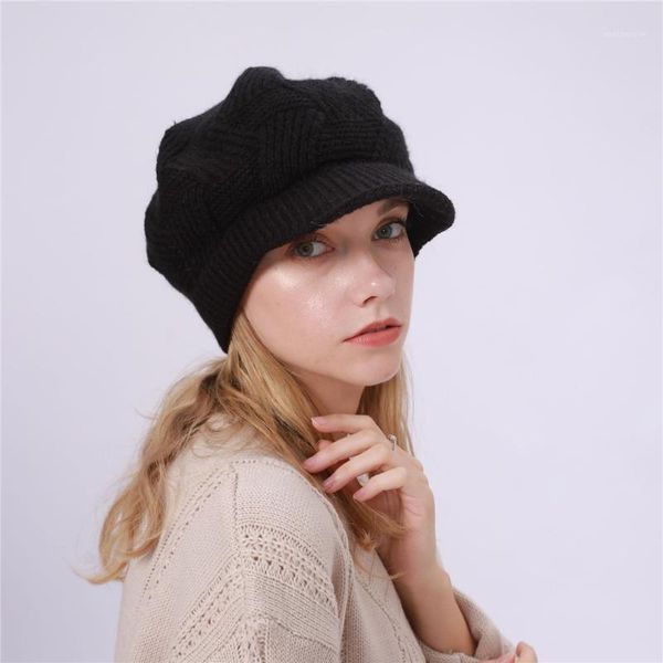 

fashion beret hat women solid wool knitted berets hat caps for women ladies winter warm cap hemming ski bonnet hiver1, Blue;gray