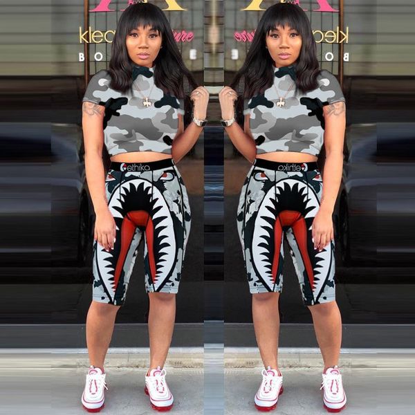 

ethika женщины нижнее белье купальник урожай вест-жилет + купальники шорты узлы боксеры 2 шт. комплект cousssuit лоскутная акула camo купаль, White;black