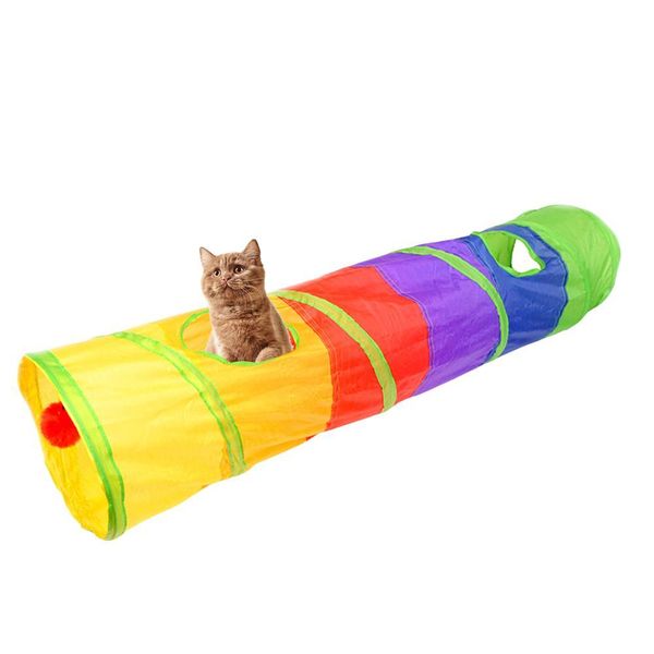 

cat toy multicolor interactivefoldable 2 holes cat tunnel with ball kitten bulk funny toys pet tunnel cat toy accessories wmthir comb2010