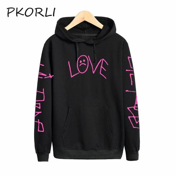 

lil peep love hoodies men women asual hip hop crewneck rapper sweatshirt cry baby kawaii hoodie rip lil peep hell boy hoody, Black