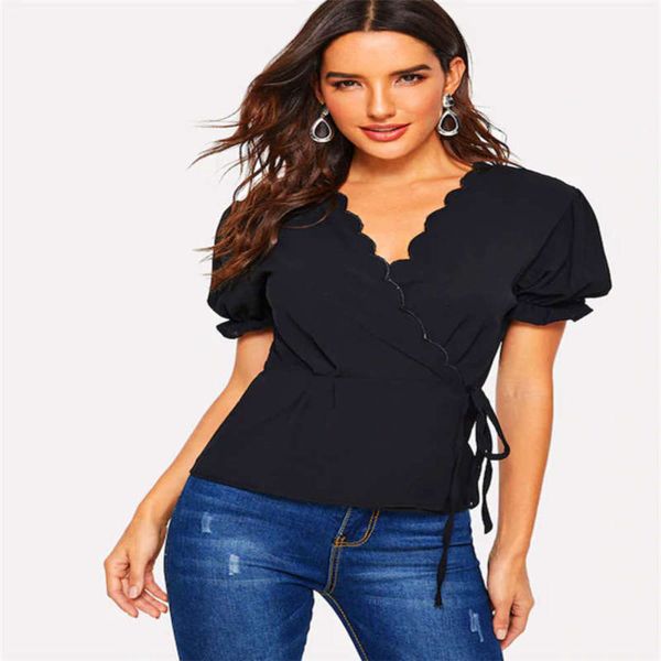 

bubble slim bandage short v-neck sleeve shirt t-shirt, Black;gray