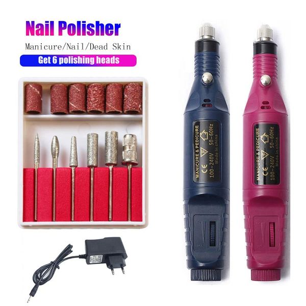 

nail drill & accessories 1set electric kit professional with pedicure 6 bits file manicure tool polish art equipment