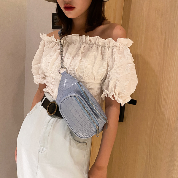 

2020 women waist bag fashion bumbag for woman crackle belt bag lady cross body bag sac banane small handbag new trend qs