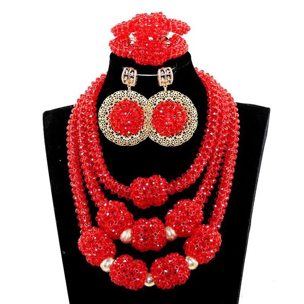 

fabulous red african beads fashion jewelry sets 2021 bridal party events women jewellery jb075, Silver