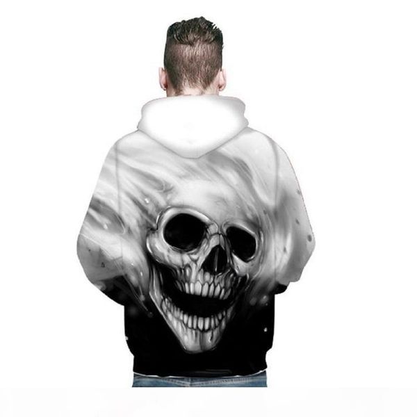 

мужские дизайнерские толстовки для подростков мода череп 3d толстовки для мужчин женская толстовка негабаритный с длинным рукавом крутой сли, Black