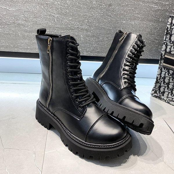

2021 women combat boots autumn female gothic shoes short boots women winter fashion leather warm fur ankle, Black
