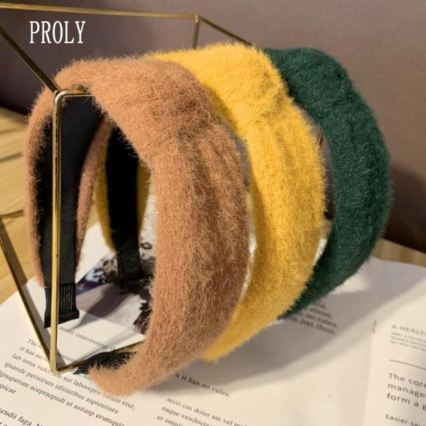 

hair accessories proly fashion women hairband soft fluff headband solid color autumn winter turban headwear wholesale