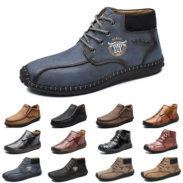 

wholesale designer men leather casual shoes outdoor sewing thread retro simplicity mens trainers sneakers size 40-47