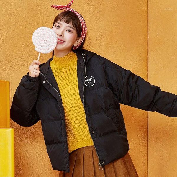 

new winter jacket female down coat feminina short warm down jacket letter hooded duck coat for women1, Black