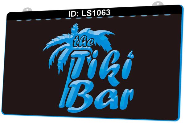 LS1063 Open Tiki Bar Enseigne Lumineuse 3D-Gravur LED-Lichtschild Großhandel Einzelhandel