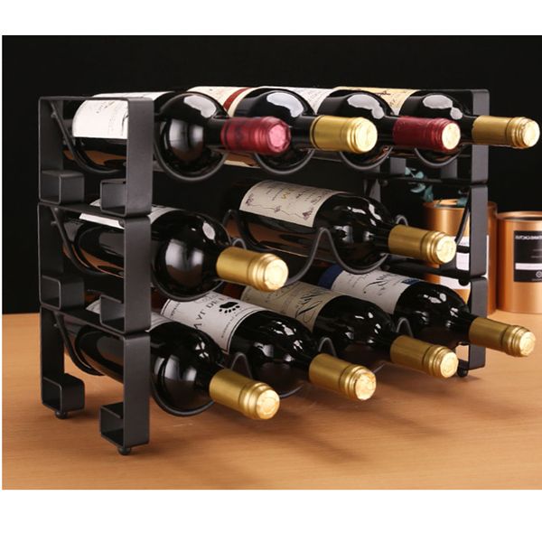 

4 bottles of european style metal red wine display hall bar l display creative exhibition