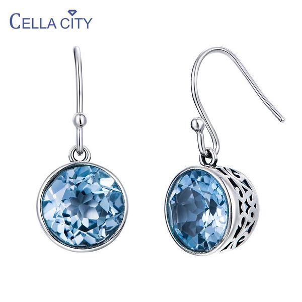 

cellacity trendy charms drop earrings for women silver 925 jewelry round gemstone delicate austrian crystal ear drops wholesale