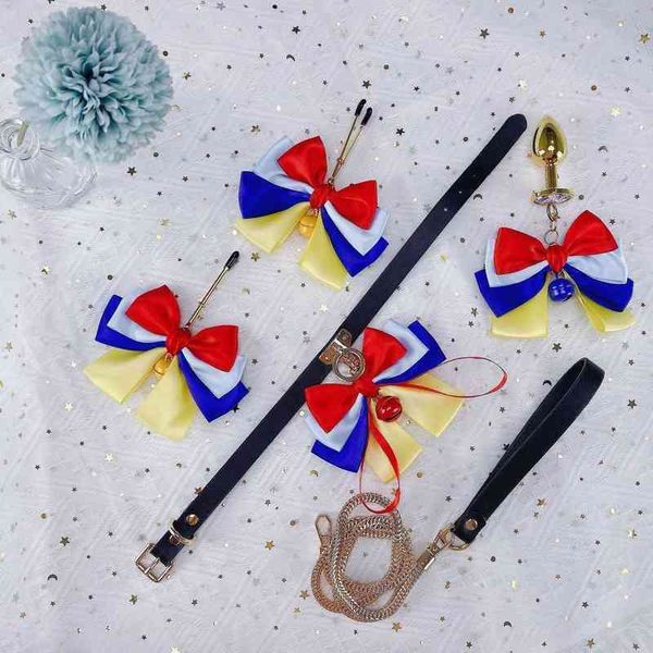NXY SM Sex Erwachsene Spielzeug Sailor Moon Bogen Glocken Nippel Anal Plug Kragen Traktion Spaß Anzug Flirten Werkzeug Sm Training1220