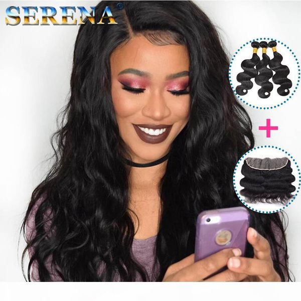 

13x4 lace frontal closures 100% unprocessed brazilian body wave human hair lace frontals part with bleached knots 7a quality, Black;brown