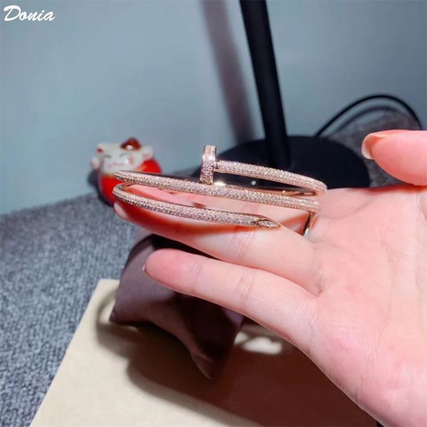 

donia jewelry tri color electroplating exaggerated nails copper micro inlaid zircon bracelet designer bracelet luxury bracelet, Black