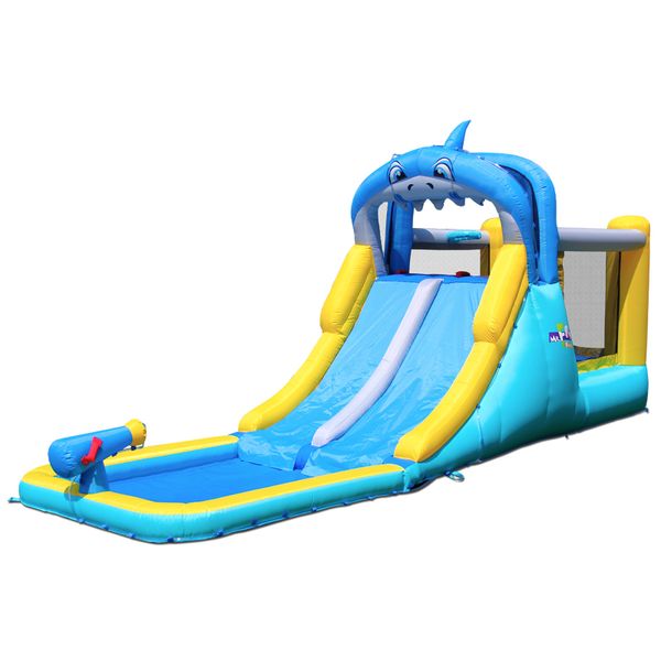 

outdoor indoor inflatable commercial long water slide w/ hole big pool castle bounce house small jumper jump for kids fun in garden backyard