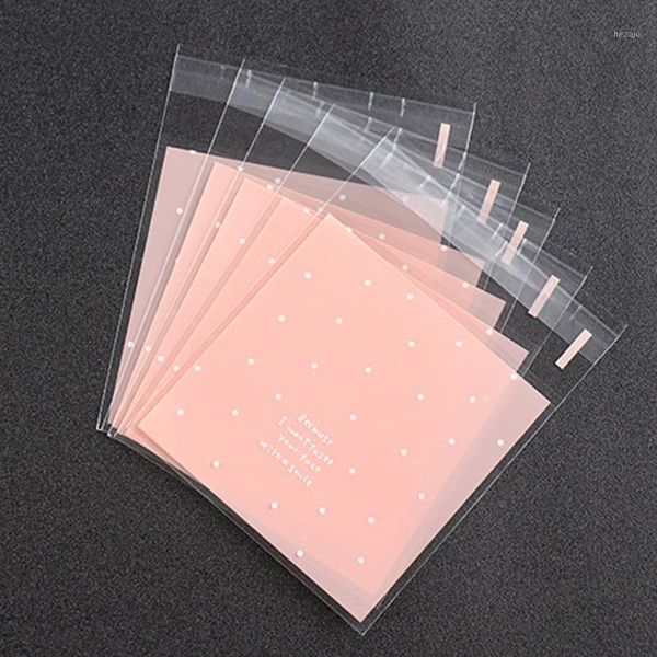 

gift wrap 100pcs self-adhesive bag cookie biscuit storage sweets packing plastic pouch1
