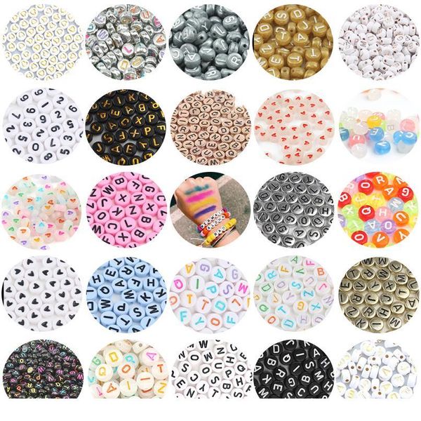 

4x7mm mix letter acrylic beads round flat alphabet digital loose spacer beads for jewelry making diy bracelet necklace w qylxzv