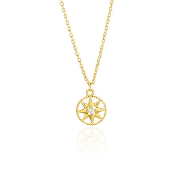 

love heart women necklace pendant elegant fashion women jewelry girl gifts chain eight pointed star, Silver