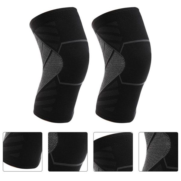 

2pcs sports knit knee cover elastic knee brace protective pad for adult, Black;gray