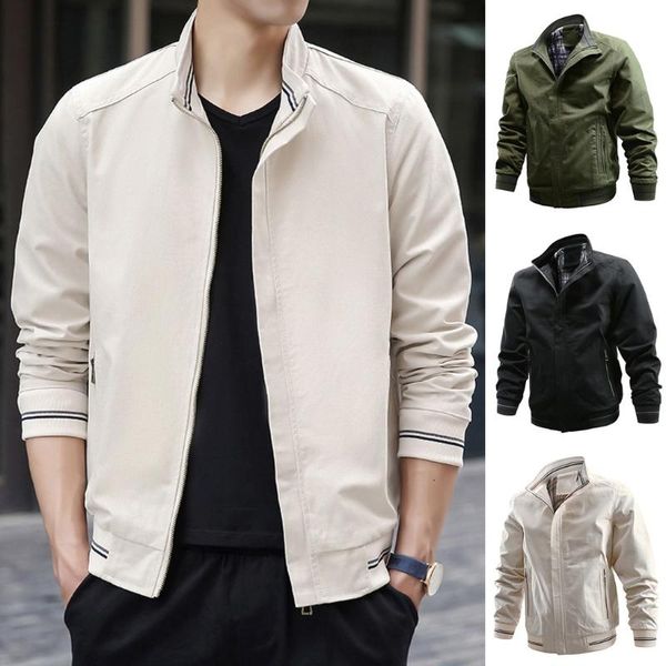 

men's winter warm casual fashion pure color jacket zipper outwear coat, Black;brown
