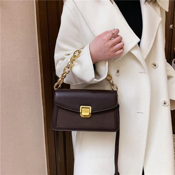 

cross body trend solid color lock square bag for women's high-quality pu leather chain shoulder casual lady crossbody bags