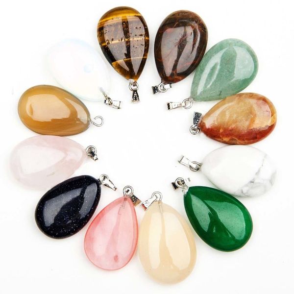 

beautiful water drop necklaces healing amethyst crystal opal obsidian chakra beads jewelry natural stone pe