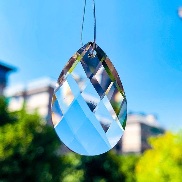 

2 5pcs acrylic teardrop 38mm garland hanging crystal prism diy pendant chandelier jewelry suncatcher spacer faceted centerpiece h bbynlq
