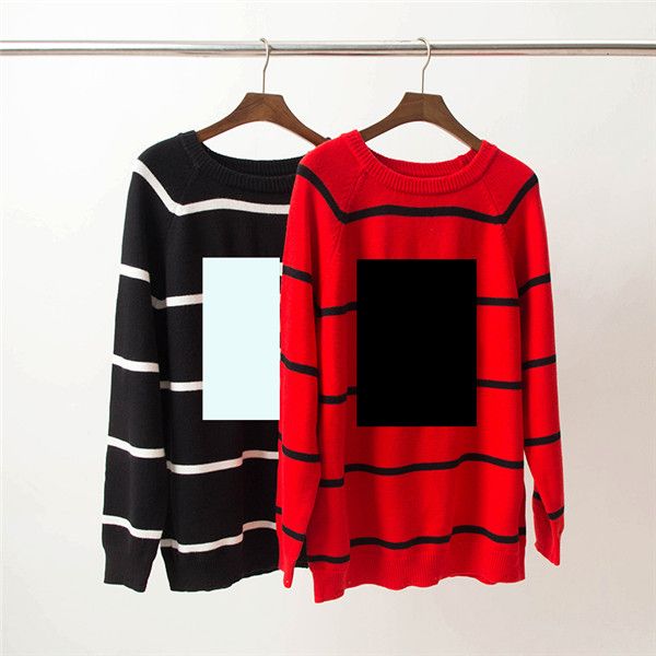 

men's sweater round neck men's and women's classic embroidery sweater knitted cotton casual warm sweater pullover 2 colors, White;black