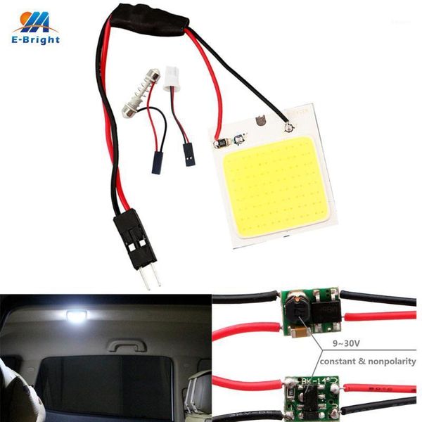 

emergency lights ym e-bright 10 pcs cob 48 led car light 12v 24v smd panel interior lamps with t10 + festoon adapters1