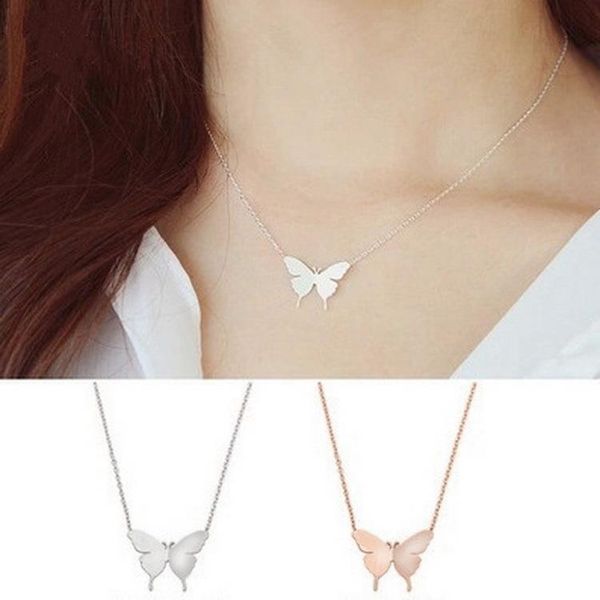 

chains 2021 latest fashion trend korean accessories gold-plated butterfly pendant clavicle chain necklace jewelry female spot wholesale, Silver