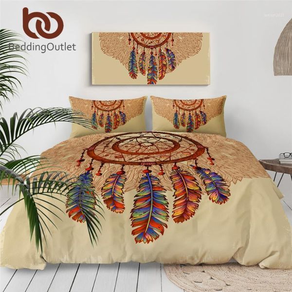 

beddingoutlet dreamcatcher bedding set feathers gemstones duvet cover astrology magic bed set beautiful brown bedclothes 3pcs1