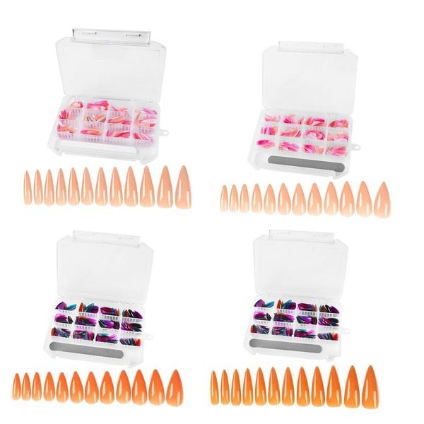 

nail tips fake nails kit colorful 240pcs nails full cover coffin for nail salon diy with file, Red;pink