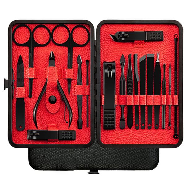 

stainless steel pedicure professional nail clipper set cuticle eagle hook polish tweezer manicure beauty tools kit with case
