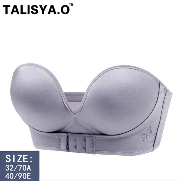 

talisya.o strapless push up bra for woman wire front closure seamless invisible lingerie soft bralette dropship 220311, Black;pink