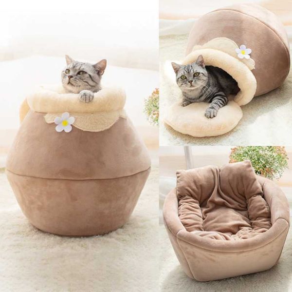 

winter warm cat house plush soft portable foldable cute cat bed cave sleeping bag cushion thickened pet bed kittens products